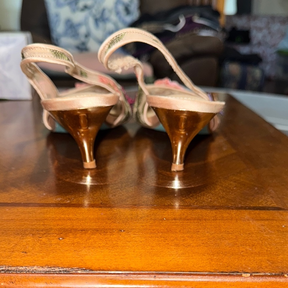 Betsey Johnson Pink and Purple Floral Heels - Picture 2 of 7